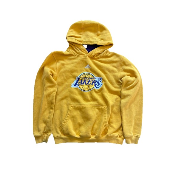 Adidas LA Lakers Hoodie Youth S SEE MEASUREMENTS yellow Sweater NBA Basketball - Picture 1 of 12